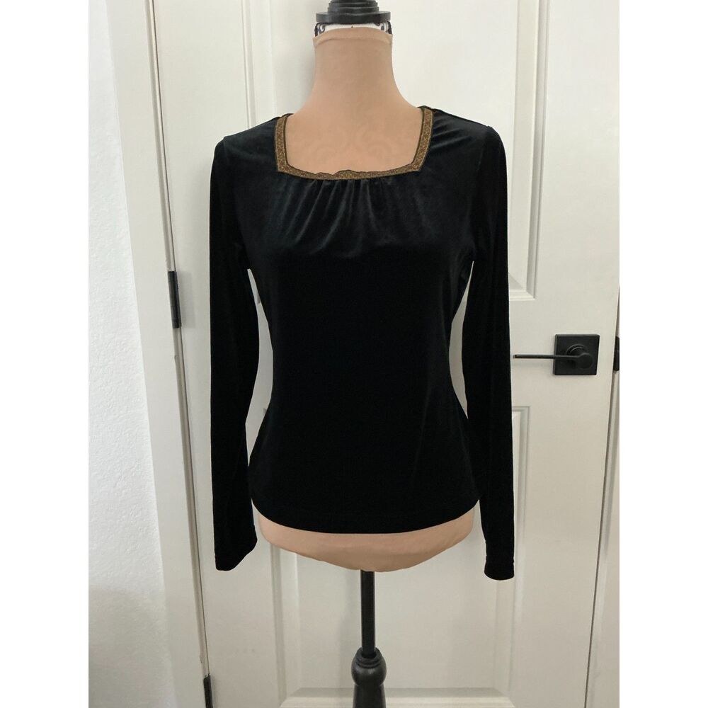 Vintage Copper Key Girls 16/Women’s XS Black Velvet Renaissance Faire Top